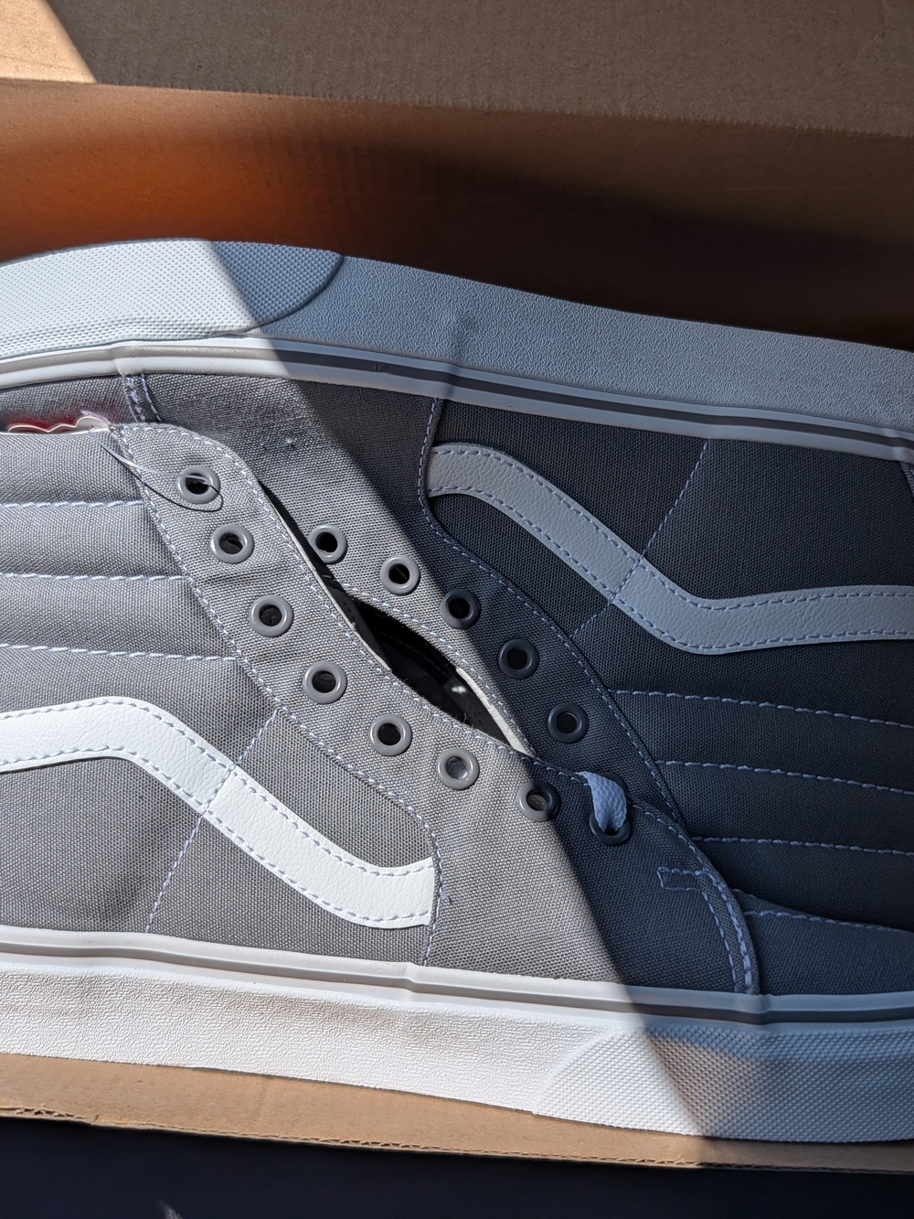 Men's High-Top Canvas Sneakers in Gray with White Stripe (VANS)
